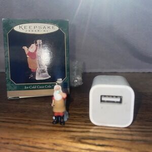 Hallmark Ice Cold Coca Cola 1997 Miniature Keepsake Ornament Santa Bottle